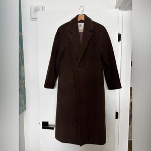 Brown Double-Breasted Babaton wool Coat